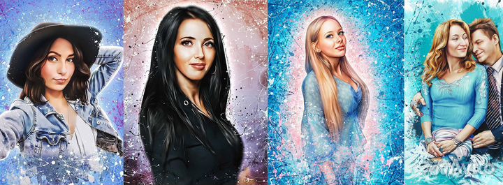 Печать фото на холсте,дрим арт,шаржи,Love is