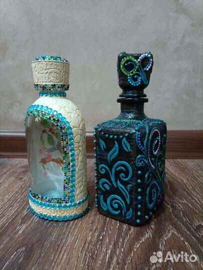 Бутылка декоративная, ручная работа