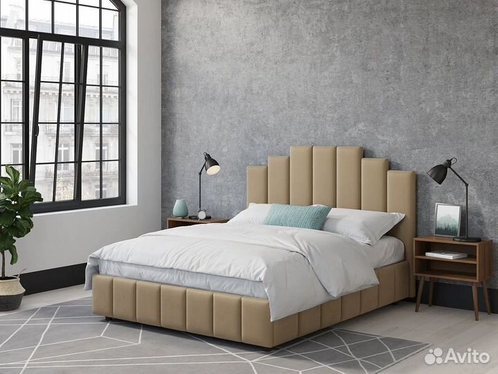 Кровать с мягким изголовьем