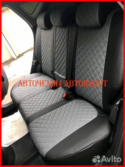 Чехлы Автопилот Kia Soul 3 из экокожи чёрно-серые