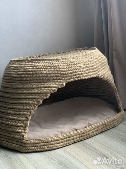 Джутовая лежанка домик для собаки, кошки из джута