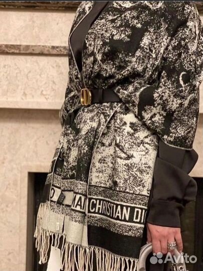 Кашемировый палантин шарф Dior черный новый