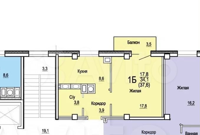 1-к. квартира, 38 м², 4/10 эт.