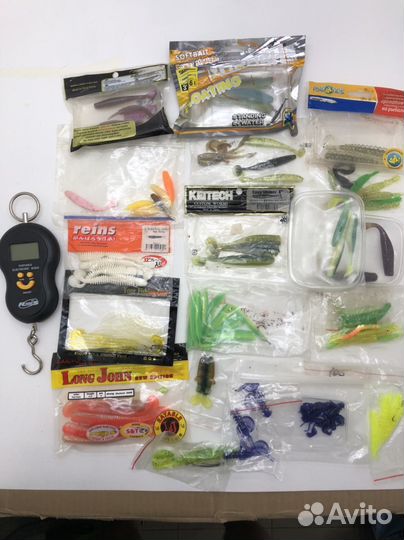 Силиконовые приманки 49 пачек, литье, весы и короб