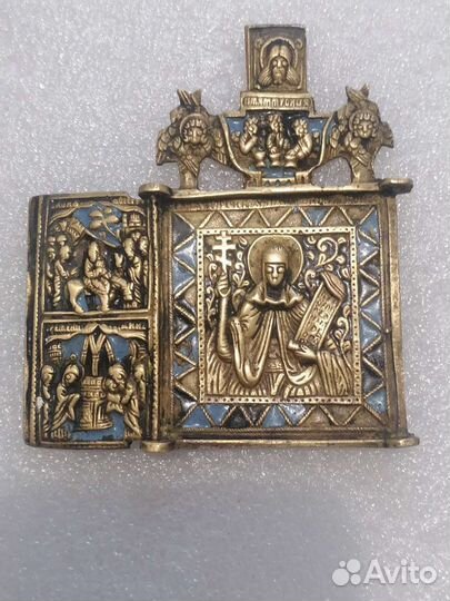 Старинные иконы(складни, плашки) меднолитые 18-19в