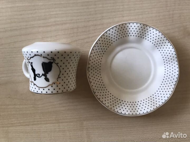 Кофейная пара «Танец», фарфор, в горошек, Турция