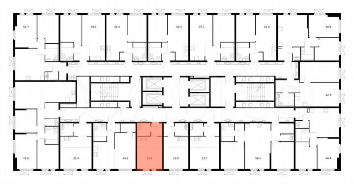 Квартира-студия, 19,9 м², 13/33 эт.