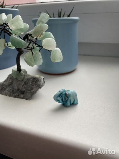 Фигурка слон натуральная бирюза