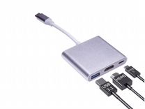 Переходник/хаб usbc-hdmi-USB3.1-usbc серебро