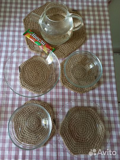 Салфетки, корзинки из джута