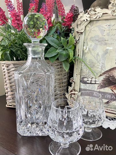 Роскошный, хрустальный штоф ручной работы