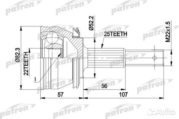 Patron PCV1087 ШРУС наружн к-кт 25x52.2x22 nissan