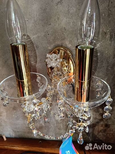 Винтажная бра, хрусталь Чехия