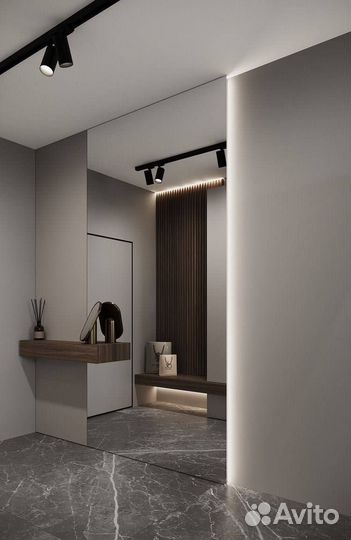 Большое зеркало от пола до потолка с подсветкой