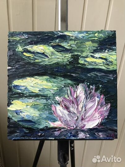 Картина Кувшинка, масло холст 20x20