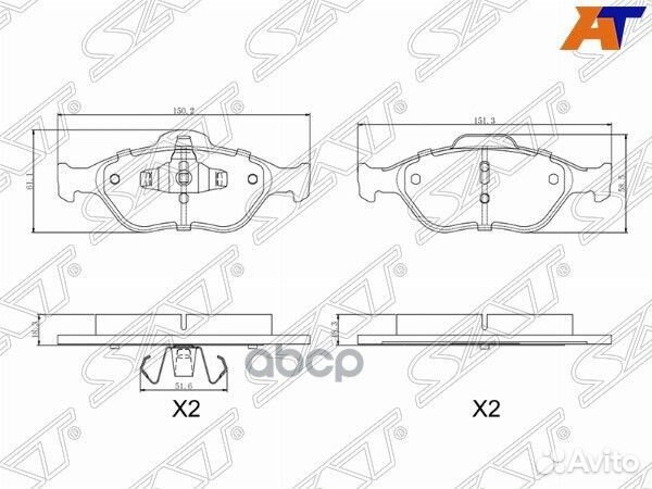 Колодки тормозные перед mazda2 DY 03-07 ST-D3Y0
