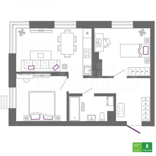 2-к. квартира, 53,4 м², 8/27 эт.