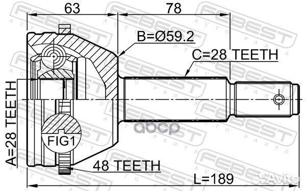 Шрус наружный 28X59X28 2110TT985A48 Febest