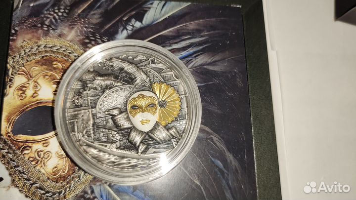 Монета серебро 2 Oz Ниуэ 5 Венецианская маска
