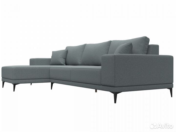 Диван угловой Льюес левый, рогожка, амур серый