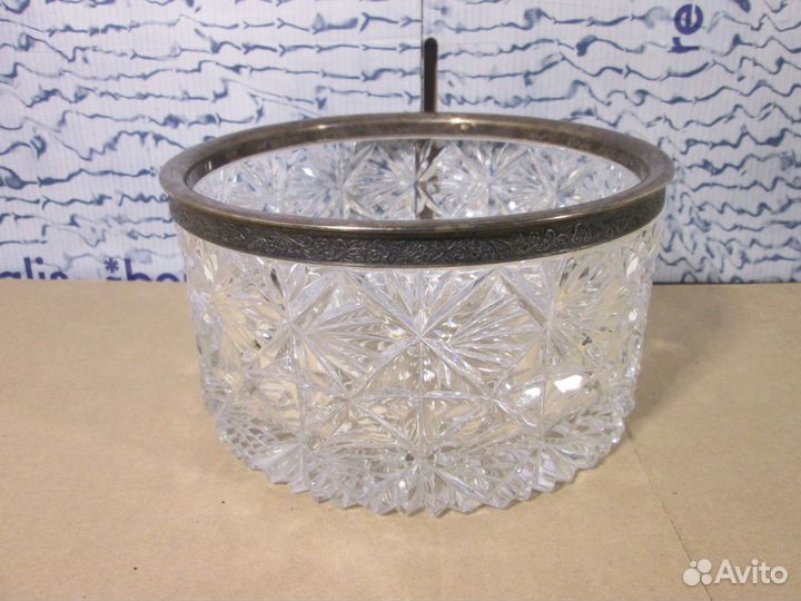 Конфетница фруктовница ваза хрусталь мельхиор СССР
