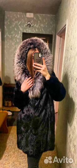 Шуба норковая с капюшоном 44-46