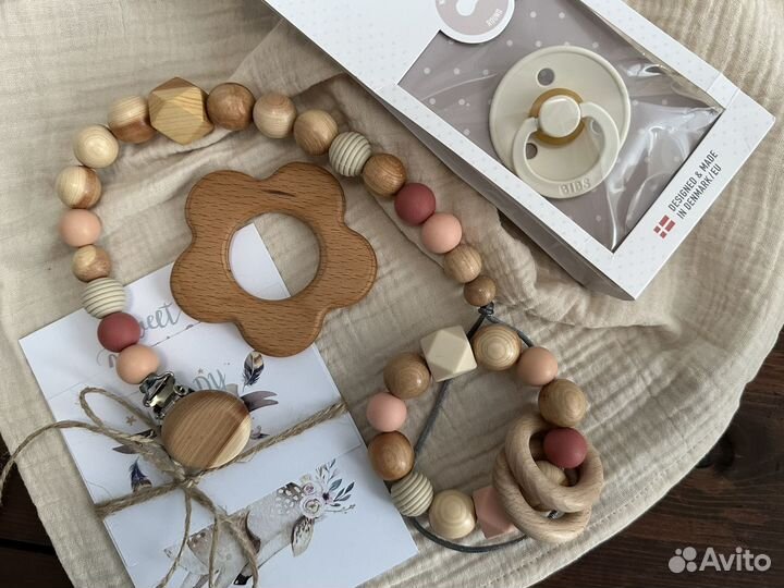 Деревянные грызунки держатели для пустышки