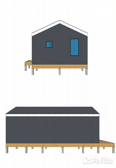 Готовый проект дома barn house, барнхаус 52м2