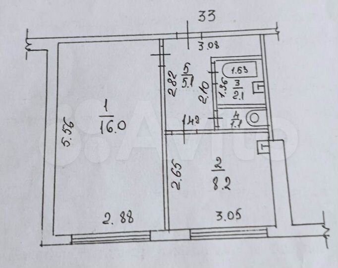 1-к. квартира, 32,5 м², 5/9 эт.