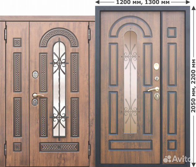 Дверь входная Vikont со стеклопакетом и ковкой