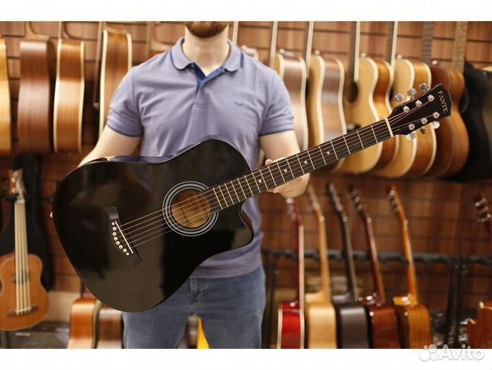 Fante FT-D38-BK с вырезом акустическая гитара