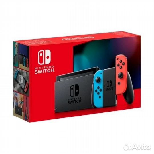 Nintendo Switch rev.2 32 гб, неоновый синий/неонов