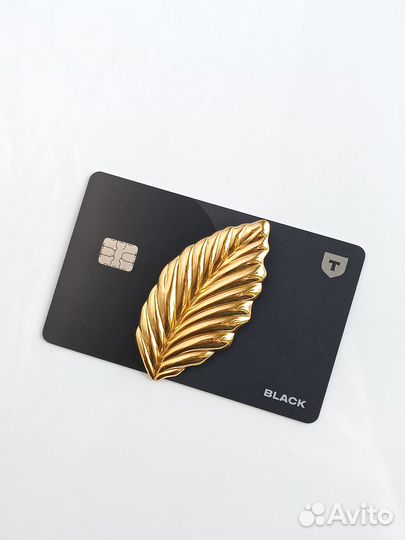 Брошь лист хромированный золотой