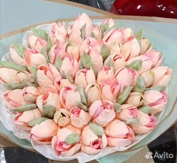 Букеты, корзинки, коробочки из зефирных цветов