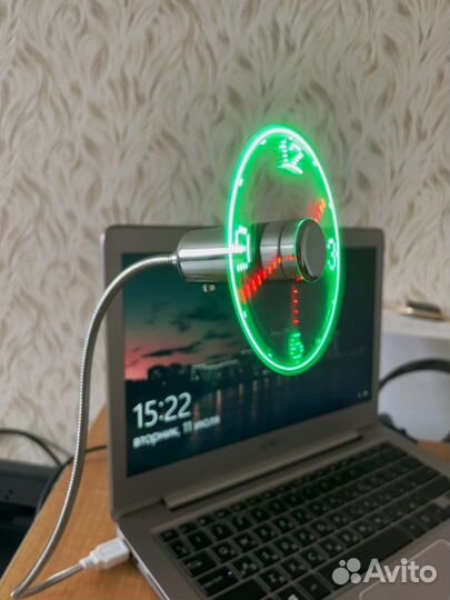 USB Лампа Вентилятор с часами для ноутбука
