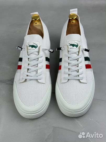 Мужские кеды Lacoste летние белые 2.0