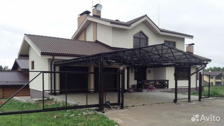 Навес перед гаражом