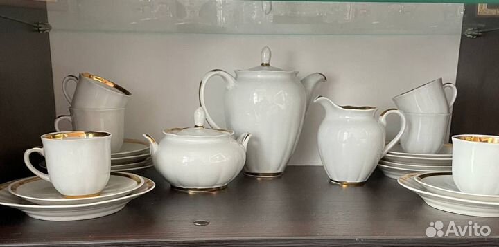 Кофейный сервиз Золотая лента Вербилки, 21 предмет