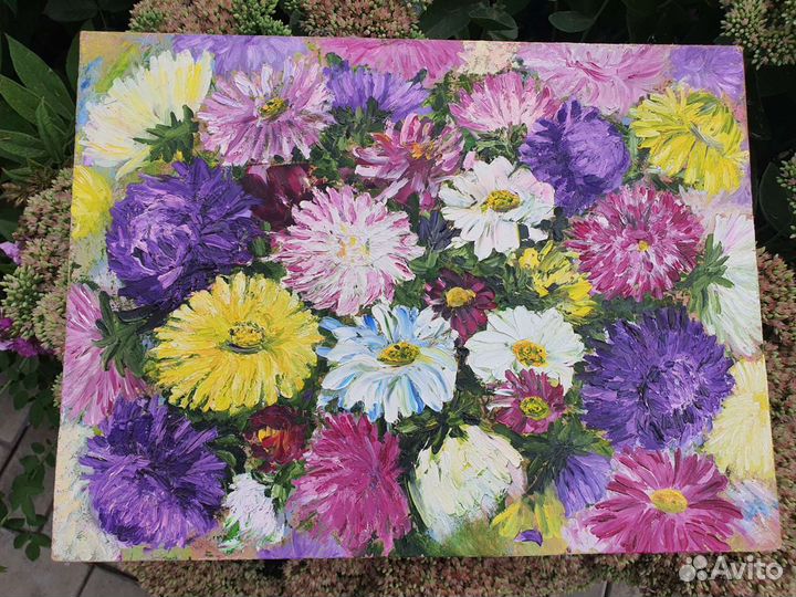 Картина маслом. Астры