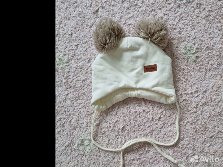 Шапка детская демисезон на завязках на малыша