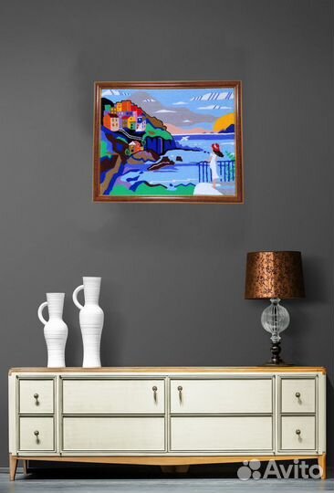 Картина Ривьера в технике ковровая вышивка