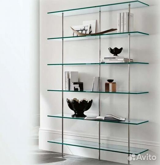 Полки на кухню из осветленного стекла