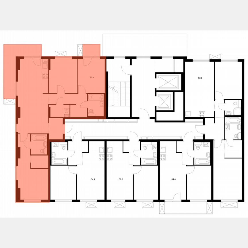3-к. квартира, 87,3 м², 2/11 эт.