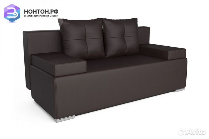 Диван еврокнижка Мадейра экокожа коричневая