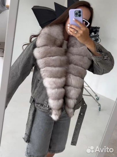 Куртка джинсовая с мехом финского песца