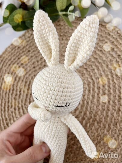 Вязаный зайчик игрушка 24см ручная работа
