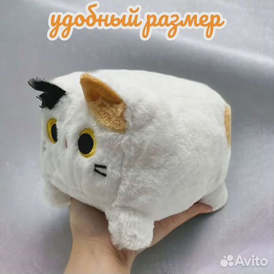 Мягкая игрушка кот-кирпичик: квадратный котик с гл