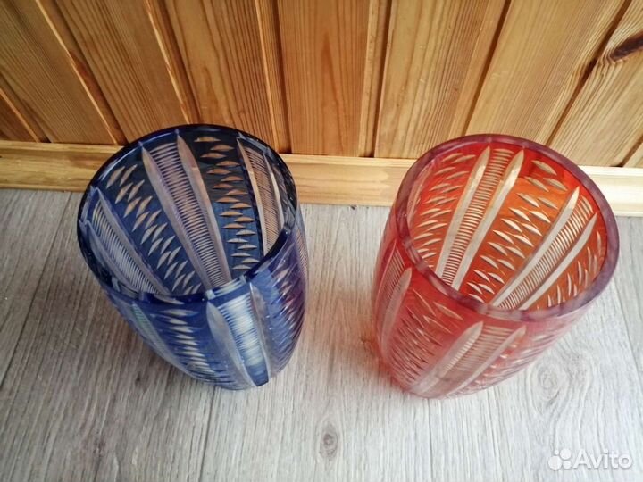 Ваза цветной хрусталь СССР Красный май