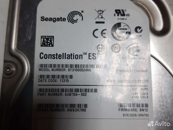 HDD Seagate Constellation ES ST31000524NS 1Tb3.5