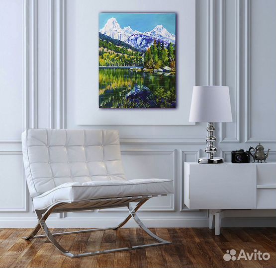 Картина маслом Алтай горный пейзаж на холсте 60х50